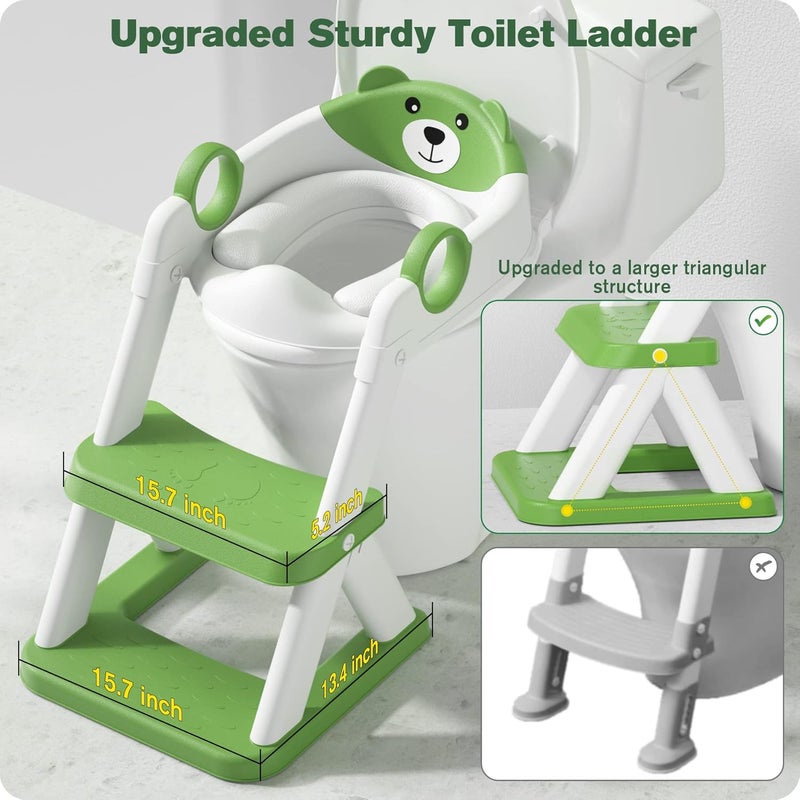 Rabb 1st Toilet Ladder for Children, Upgraded Children's Toilet for Boys and Girls, 2-in-1 Children's Toilet Seat with Stairs, Splash and Non-Slip Running Board - Image 3